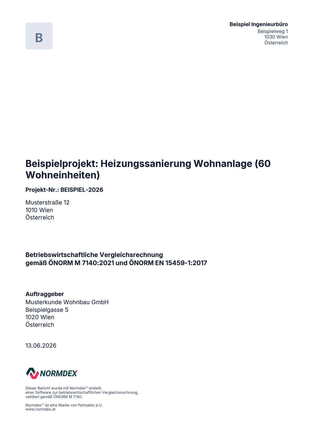 Beispielbericht, Seite: Deckblatt